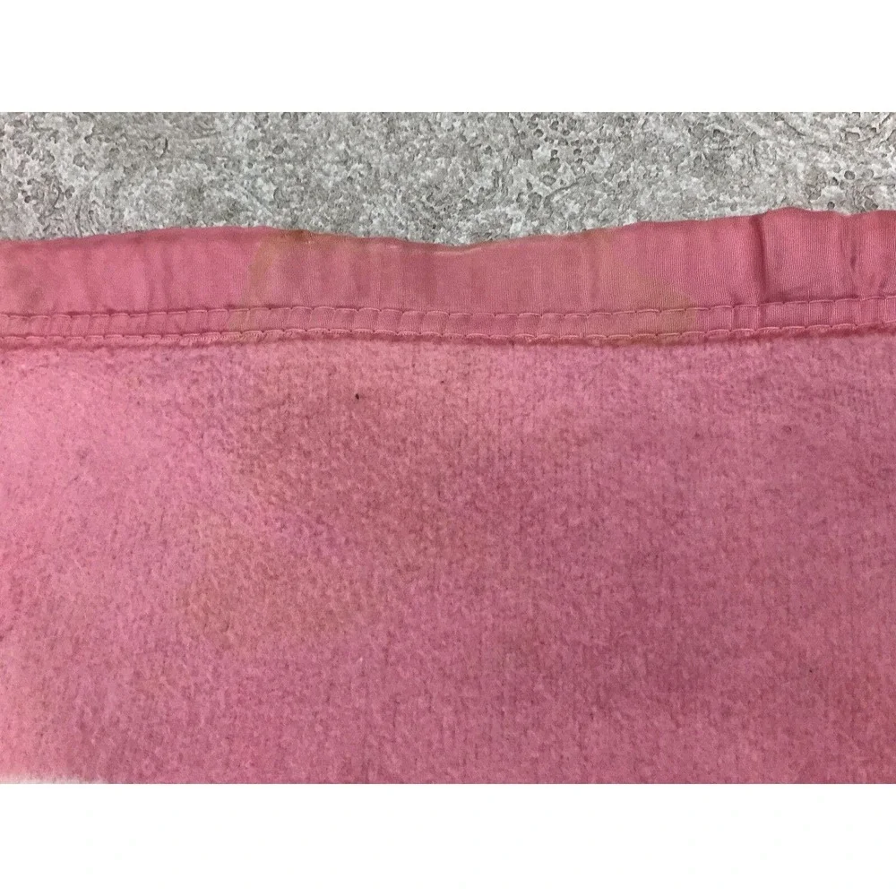 Vintage Baby‎ Girl Blanket Pink White Scotty Dog Terrier 37x49 Flaws Age Wear